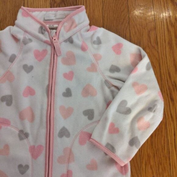 H&M fleece jacket hearts pink grey size 1.5 -2 Y 18 - 24 M FALL - Picture 3 of 4